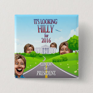 Chapa Cuadrada Hillary Clinton para el presidente en 2016