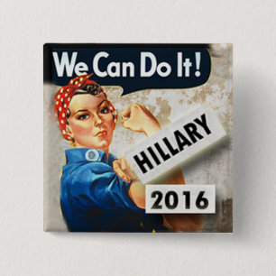Chapa Cuadrada Hillary para presidente We puede hacerlo Pin