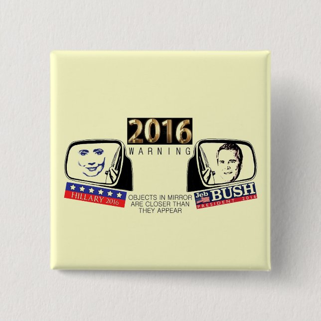 Chapa Cuadrada Hillary y Jeb 2016 (Anverso)