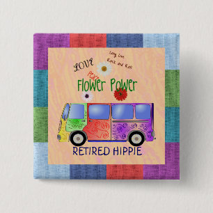 Chapa Cuadrada Hippie retirado, diseño de groovía,