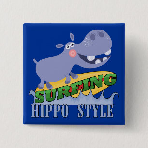Chapa Cuadrada Hippopotamus de la persona que practica surf