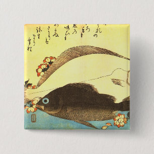 Chapa Cuadrada Hirame y Mebaru - Impresión japonesa de pescado de