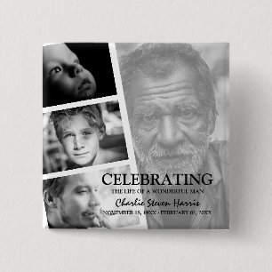 Chapa Cuadrada Historia de vida en foto moderna Collage Funeral