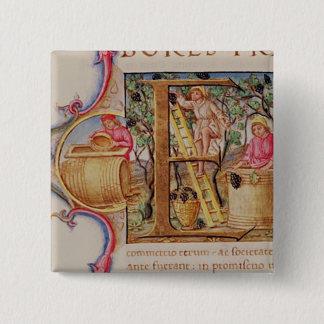 Chapa Cuadrada Historiated rubrica "E" que representa la cosecha (Anverso)