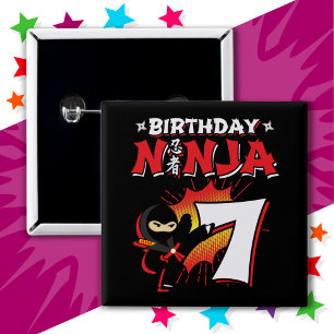 Chapa Cuadrada Historieta de 7 años al estilo Ninja 7 cumpleaños
