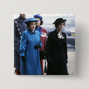 Chapa Cuadrada HM reina Elizabeth Ii-Margaret Thatcher