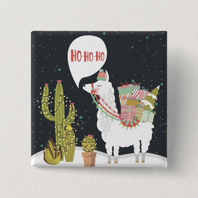 Chapa Cuadrada Ho-HoHo llama del día de fiesta (Anverso)