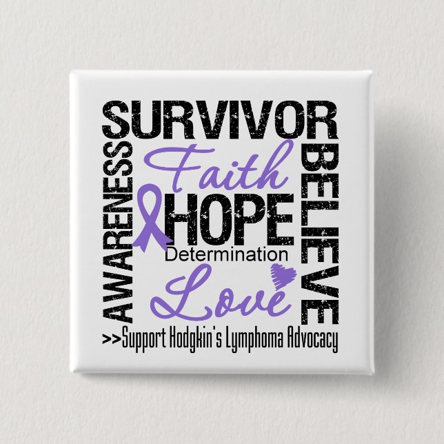 Chapa Cuadrada Hodgkins Linfoma Supervivientes Motto (Anverso)