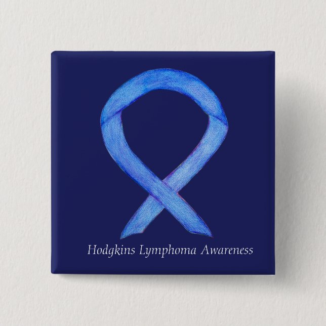 Chapa Cuadrada Hodgkins Lymphoma Awareness Ribbon Art Personaliza (Anverso)
