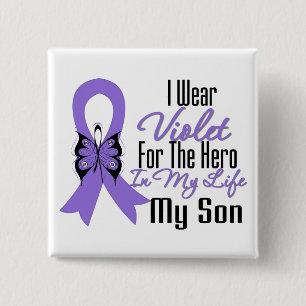 Chapa Cuadrada Hodgkins Lymphoma Ribbon Mi Héroe Mi Hijo