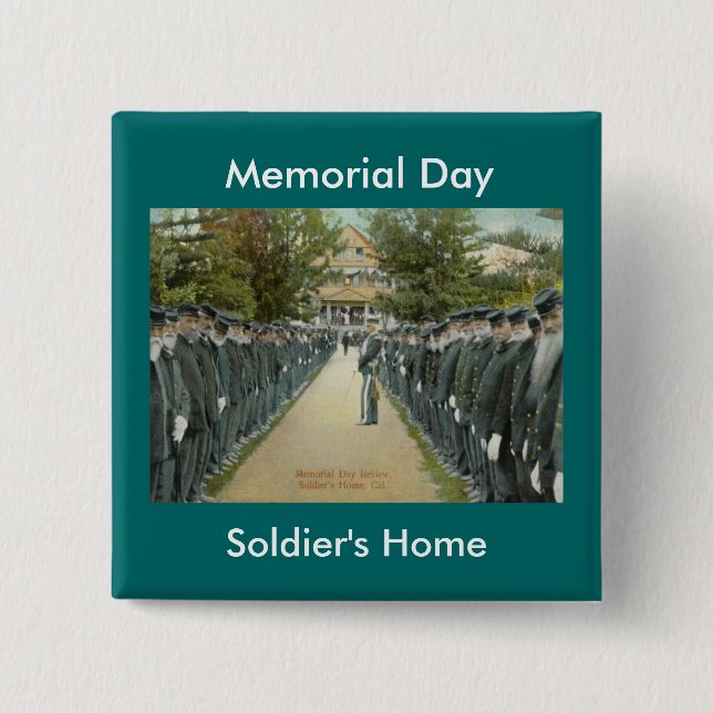 Chapa Cuadrada Hogar de soldados de revisión del Día de la Memori (Anverso)