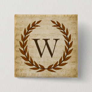 Chapa Cuadrada Hoja de cálculo Laurel Monograma inicial W