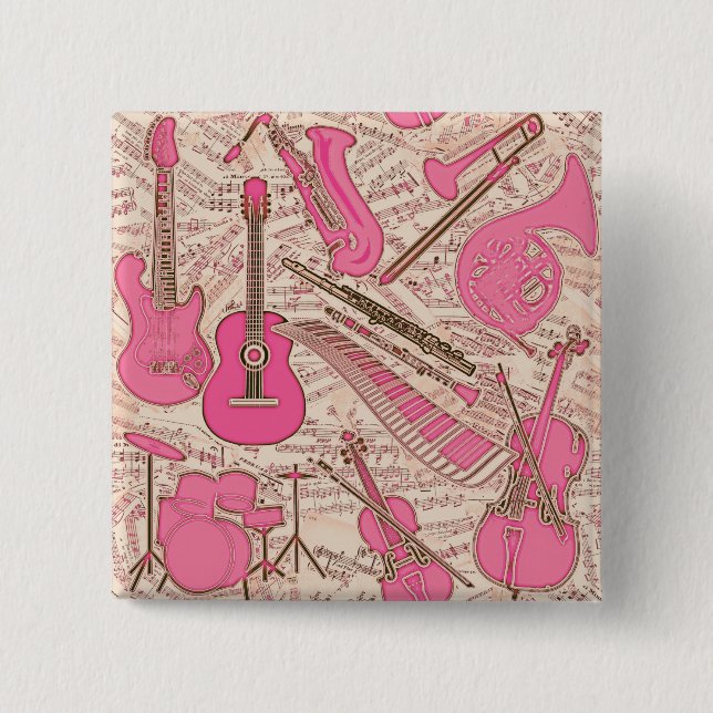 Chapa Cuadrada Hoja de música e instrumentos Pink/Ivory ID481 (Anverso)