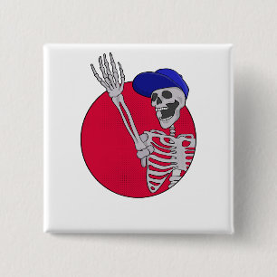 Chapa Cuadrada Hola amigos Guay y Funny Skeleton