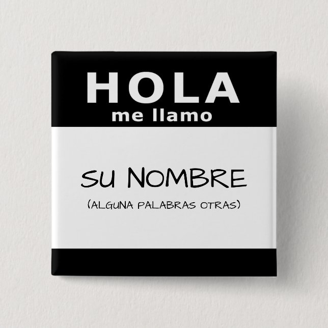 Chapa Cuadrada hola me llamo (Anverso)