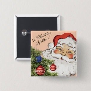 Chapa Cuadrada ¡Hola Navidad Vintage! Alegre Papá Noel