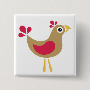 Chapa Cuadrada ¡Hola pollo! Insignia enrrollada del Pin del poll