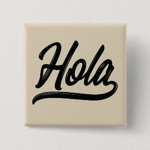 Chapa Cuadrada Hola Script (negro)