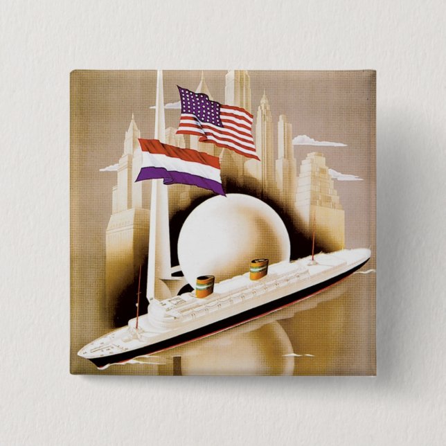 Chapa Cuadrada Holland America Line New York (Anverso)