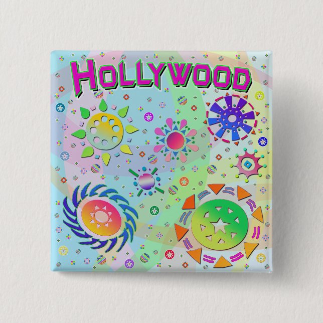 Chapa Cuadrada Hollywood Seven Suns & Energy Button (Anverso)