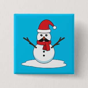 Chapa Cuadrada Hombre de nieve gracioso con bigote y garrapata