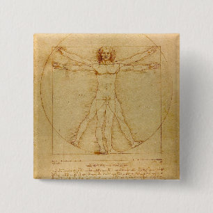 Chapa Cuadrada Hombre de Vitruvio de Leonardo Da Vinci