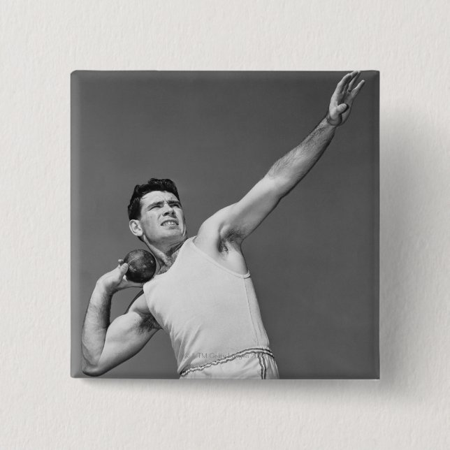 Chapa Cuadrada Hombre que lanza Shotput (Anverso)