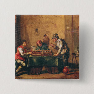 Chapa Cuadrada Hombres que juegan a backgammon en una taberna