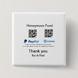 Chapa Cuadrada Honeymoon Fund PayPal Venmo código QR gracias