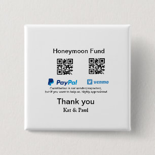 Chapa Cuadrada Honeymoon Fund PayPal Venmo código QR gracias