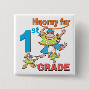 Chapa Cuadrada Hooray para 1º Grado