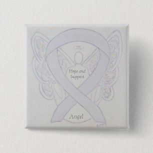 Chapa Cuadrada Hope and Support White Ribbon Angel Pin