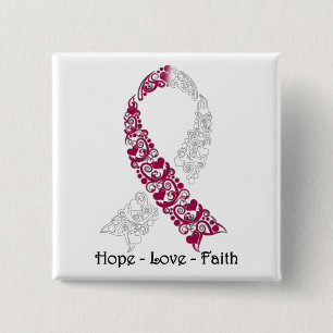Chapa Cuadrada Hope Burgundy and White Awarbon Ribbon