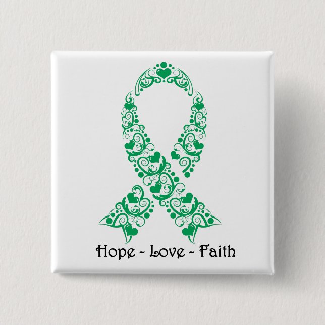 Chapa Cuadrada Hope Emerald Green Awareness Ribbon (Anverso)