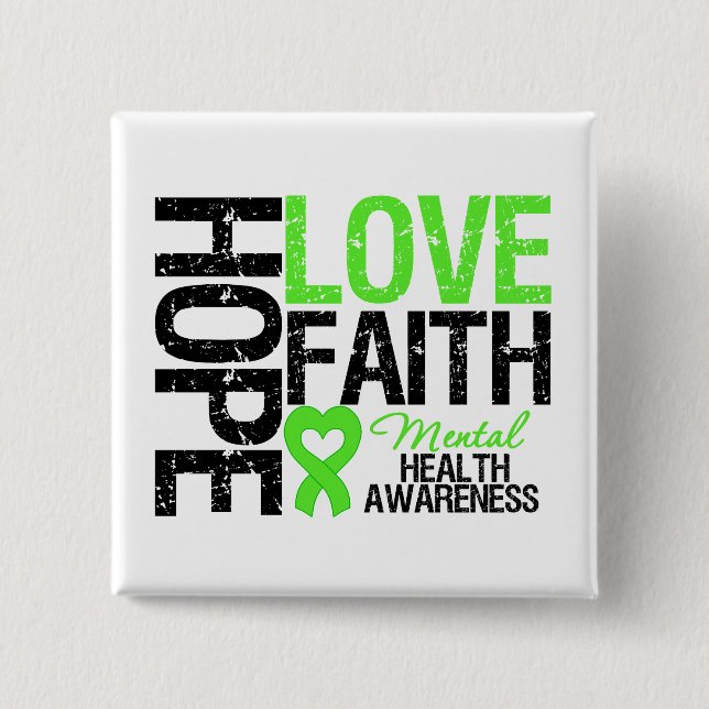 Chapa Cuadrada Hope Love Faith Conciencia sobre la salud mental (Anverso)