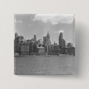 Chapa Cuadrada Horizonte de Manhattan Nueva York los E.E.U.U.B&W