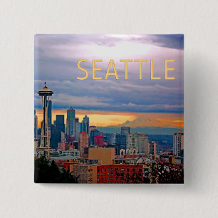 Chapa Cuadrada Horizonte de Seattle Washington en el TEXTO