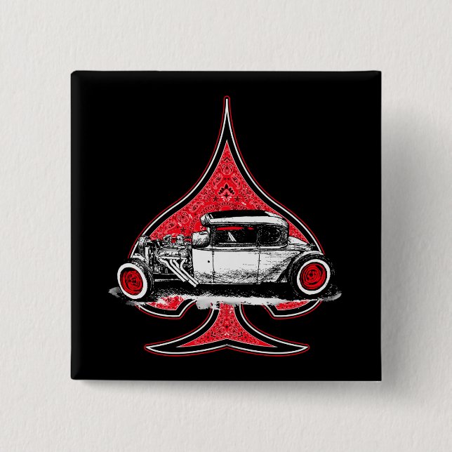 Chapa Cuadrada Hot Rod Spade Button (Anverso)