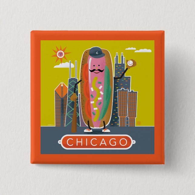 Chapa Cuadrada Hotdog de Chicago (Anverso)