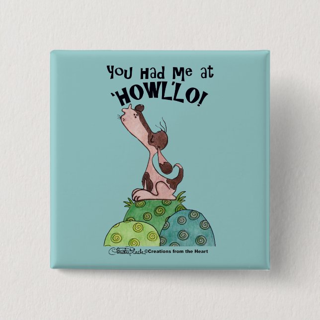 Chapa Cuadrada Howler Dog (Anverso)