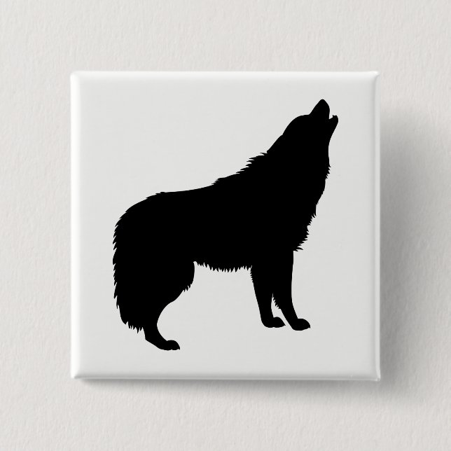 Chapa Cuadrada Howling Wolf Silhouette (Anverso)