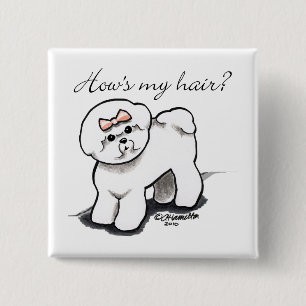 Chapa Cuadrada Hows de Bichon Frise mi pelo
