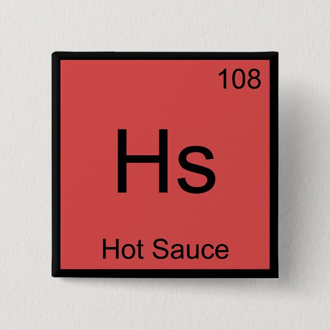 Chapa Cuadrada Hs - Símbolo del Elemento Químico de Salsa Picante (Anverso)