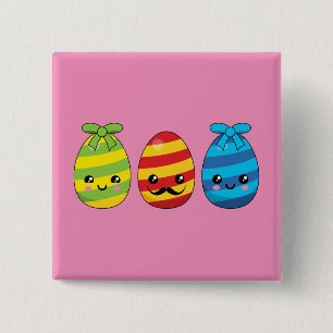 Chapa Cuadrada Huevos de Pascua de Kawaii con cintas
