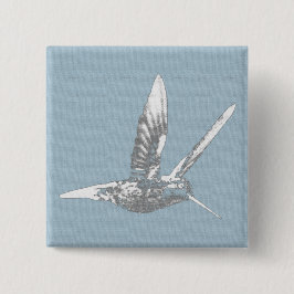 Chapa Cuadrada Hummingbird azul y gris