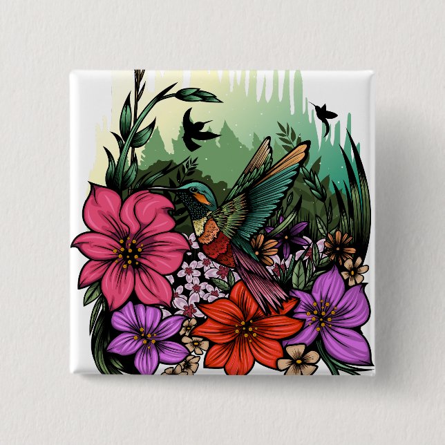 Chapa Cuadrada Hummingbird Garden (Anverso)