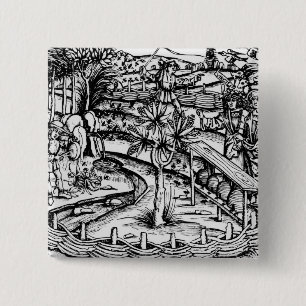 Chapa Cuadrada Husbandsmen felices que tienden las abejas,
