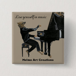 Chapa Cuadrada Hyena Piano Music Pianist Fantasy Art Button