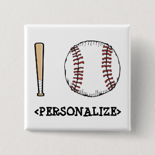 Chapa Cuadrada I Love (Béisbol),<PERSONALIZE>