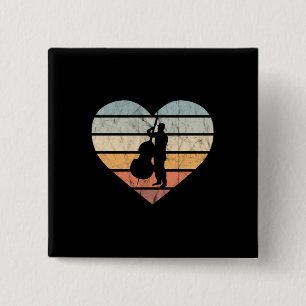 Chapa Cuadrada I Love Double Bass Retro Heart